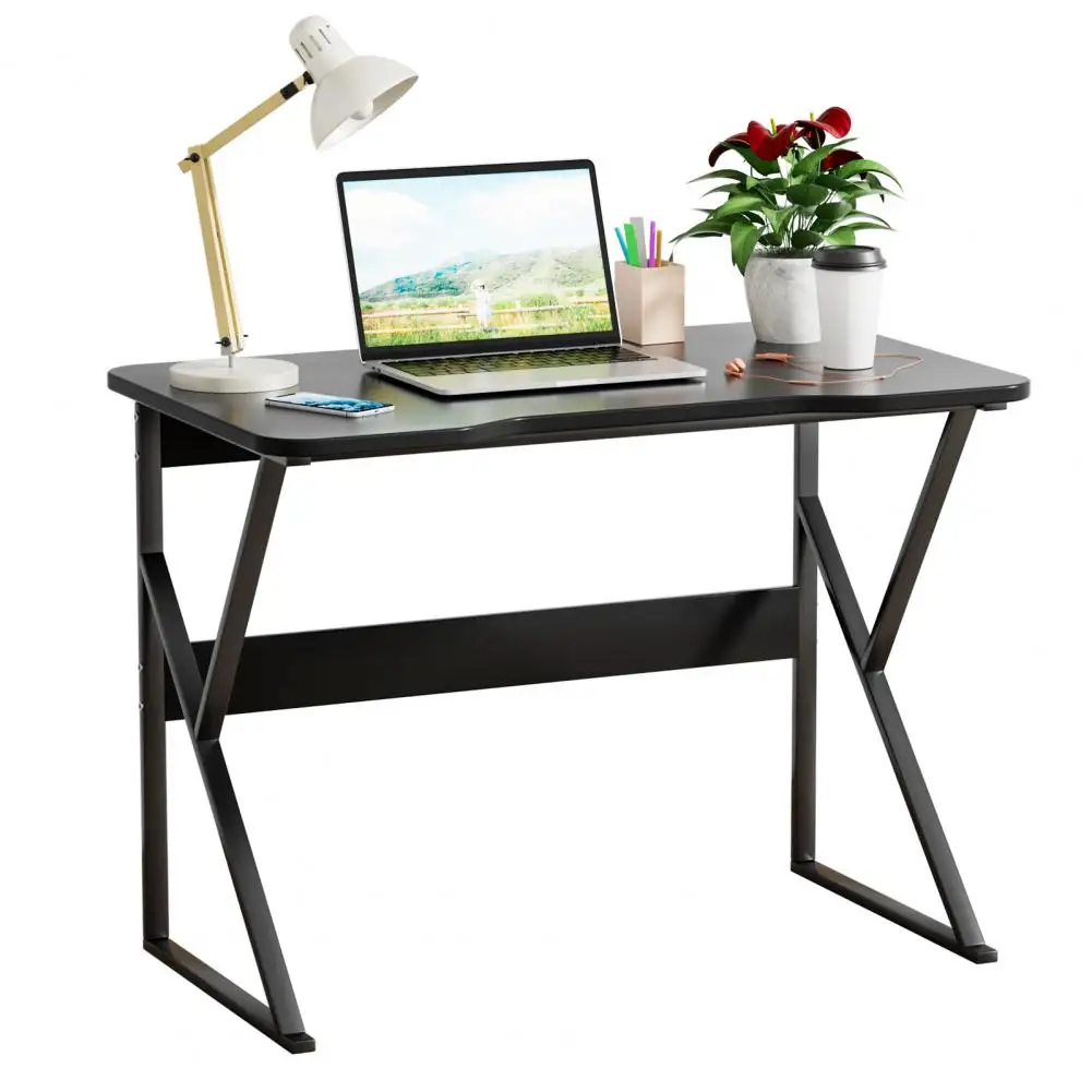 

Sturdy 40-Inch Computer Desk With Storage Shelf U-Shaped Legs Modern Home Office Writing Table Bedroom Black