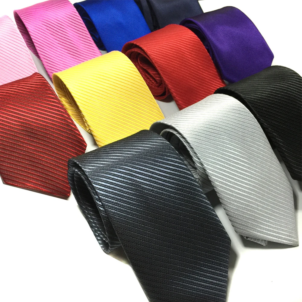 Corbata de seda de poliéster para traje de boda, corbata de seda de poliéster para fiesta, corbata delgada negra, corbata de rayas gris oscuro, corbata de moda