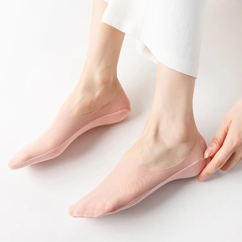 5Pairs Frauen Unsichtbare Boot Socken Atmungsaktive Silikon Non-slip Ultra-dünne Socke Hausschuhe Hohe Qualität Elastische Eis Seide low Sox – Detail 7