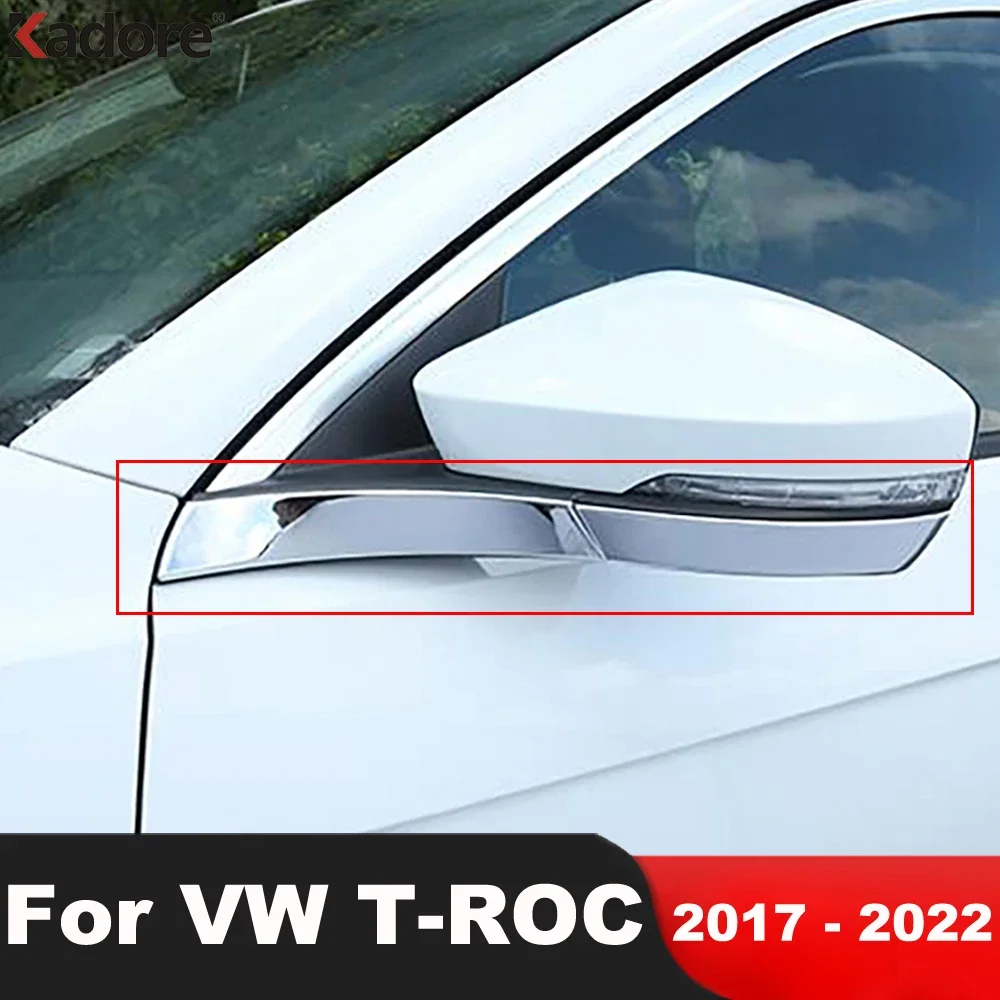 Rearview Mirror Cover Trim For Volkswagen VW T-Roc TROC 2017-2020 2021 2022 Chrome Car Side Mirrors Strip Exterior Accessories