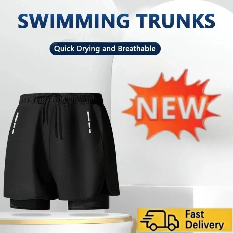 Men's Swim Trunks Quick Dry Athletic Shorts with Compression Liner for Beach Pool Running Gym  1PCS/2PCS
