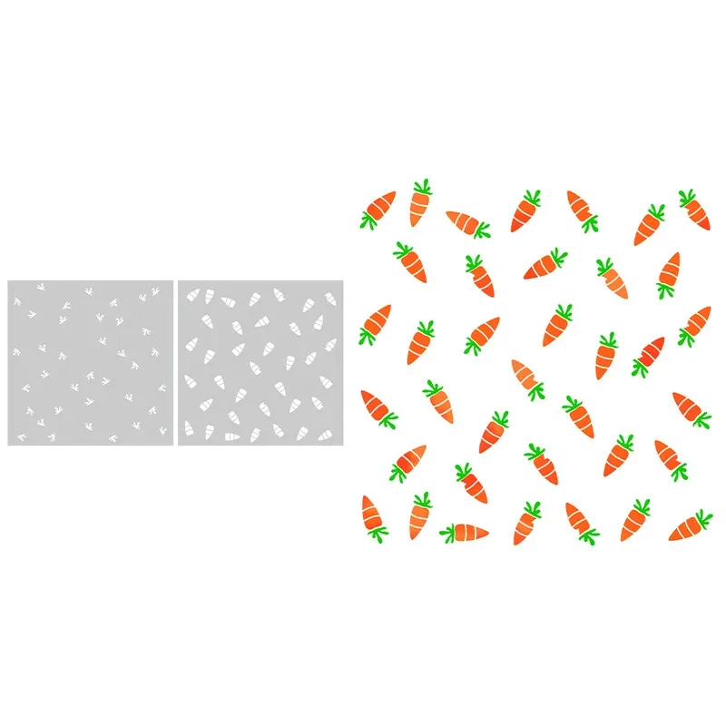 

2PCs Spring Cute Carrots Plastic Stencils Decor DIY Scrapbooking Supplies Stencil For Cards Albums Background