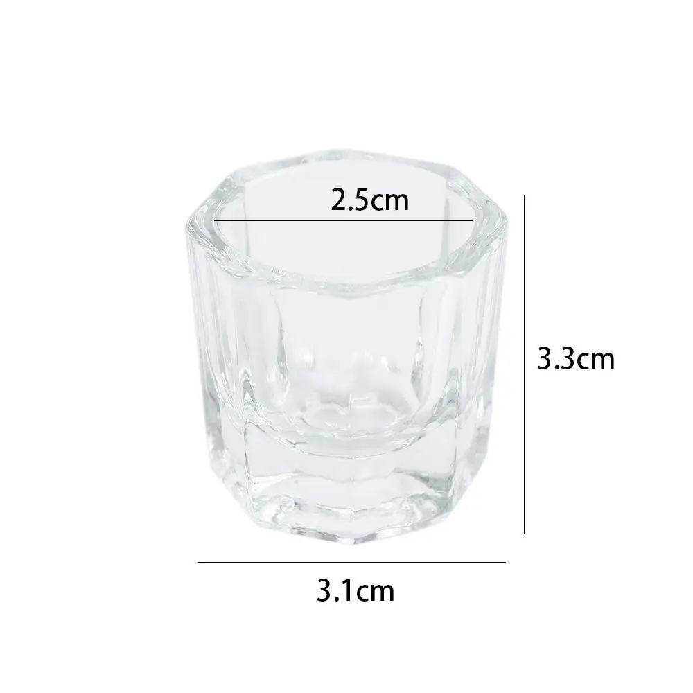 Recipiente de vidrio líquido auxiliar para polvo, taza de vidrio mezcladora, taza octagonal, taza de cristal, herramientas de manicura