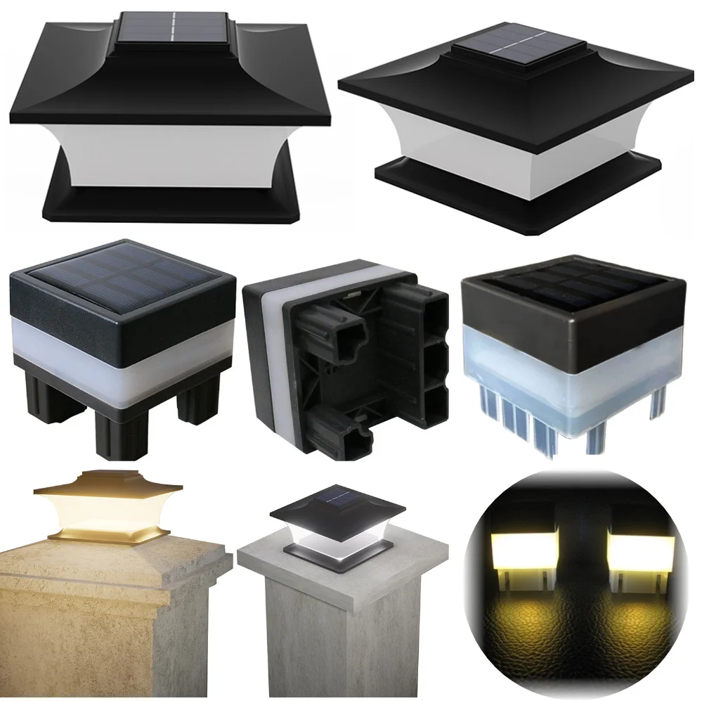 Solar Post Cap Light LED Fence Light Auto On Solar Powered Post Light Decorative Outdoor LED Light for Garden Patio Porch