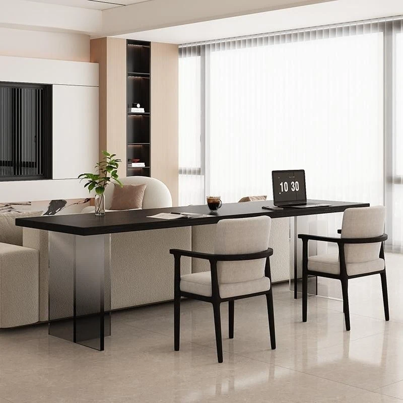Living room sofa back long table home double study office computer desk Italian suspended solid