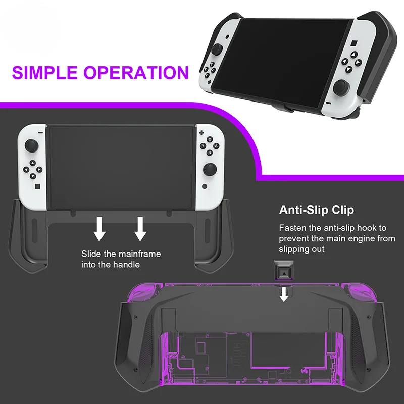 Funda protectora integrada Oled para Nintendo Switch, soporte de carga Dockable, mantiene el soporte Original para n-switch Oled, agarre de mango