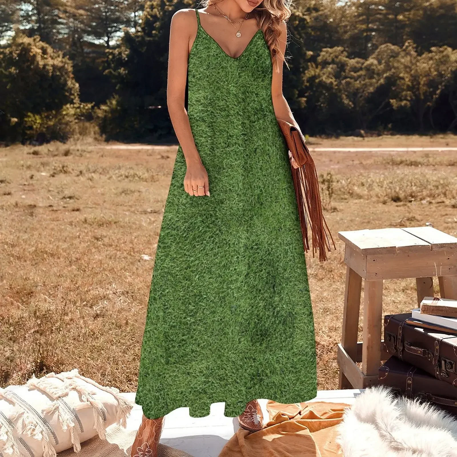 Astroturf Lush Green Turf Grass Athletic Field Texture Sleeveless Dress Long dresses sensual sexy dress for women Dress