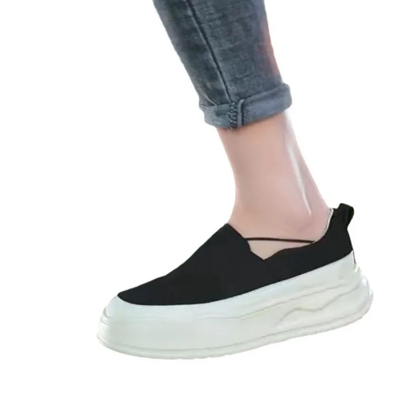 

Women's Casual Sports Shoes Thick Bottom Flat Bottom All-Match White Shoes Leather Flats Spring 2025 Fashion Waterproof Platform