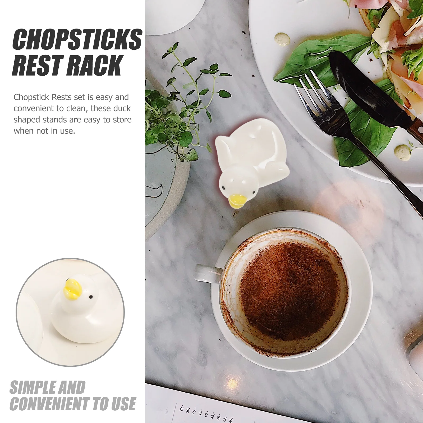 

1Set Lovely Ceramic Duck Shape Chopstick Rest for Dining Table Decoration Practical Chopsticks Holder Kitchen Spoon Stand
