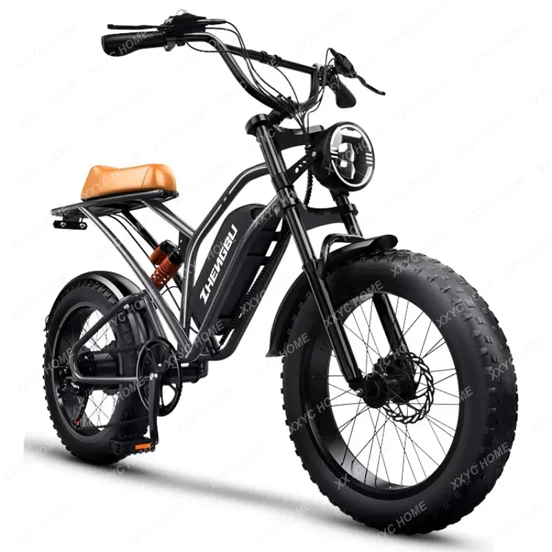 20-Inch Fat Tire Mountain Bike Variable Speed Scooter Retro off-Road Beach Motorcycle Power Electric Bicycle