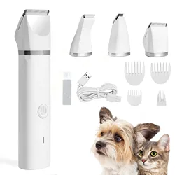 Mewoofun – tondeuse à cheveux électrique 4 en 1 pour animaux de compagnie, avec 4 lames, pour toilettage, tondeuse à ongles professionnelle, rechargeable, pour chiens et chats