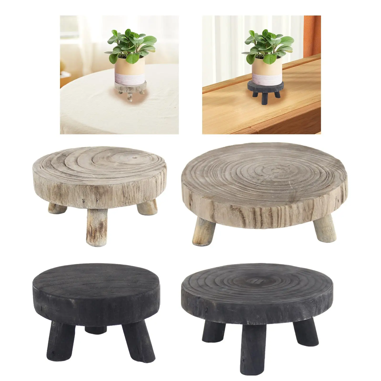 Suporte de exibição de planta Banquinho de madeira Base de suporte de vaso de flores Flowerpot Stand para varanda Planta interna Jardim Quintal