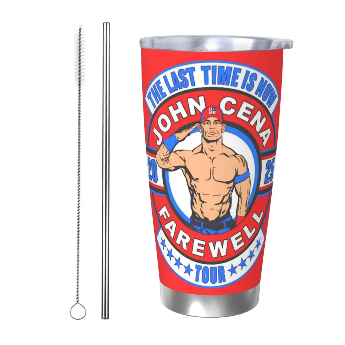 

Aesthetic John Cena Netflix NetflixWwe Raw Stainless Steel Tumbler Vacuum Insulated Mugs Thermal Cold Bottle Straws Lid 20oz