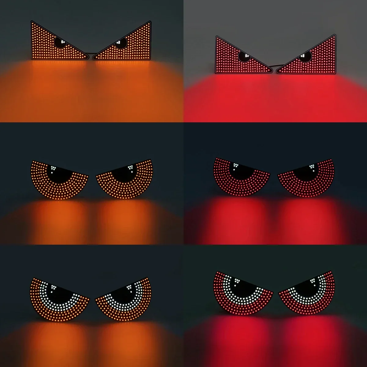 Lampu Mata Animasi LED Kaca Depan Otomatis Universal Lampu Mata Setan Segitiga/Setengah Lingkaran Aksesori Mobil Lucu untuk Dekorasi Kendaraan