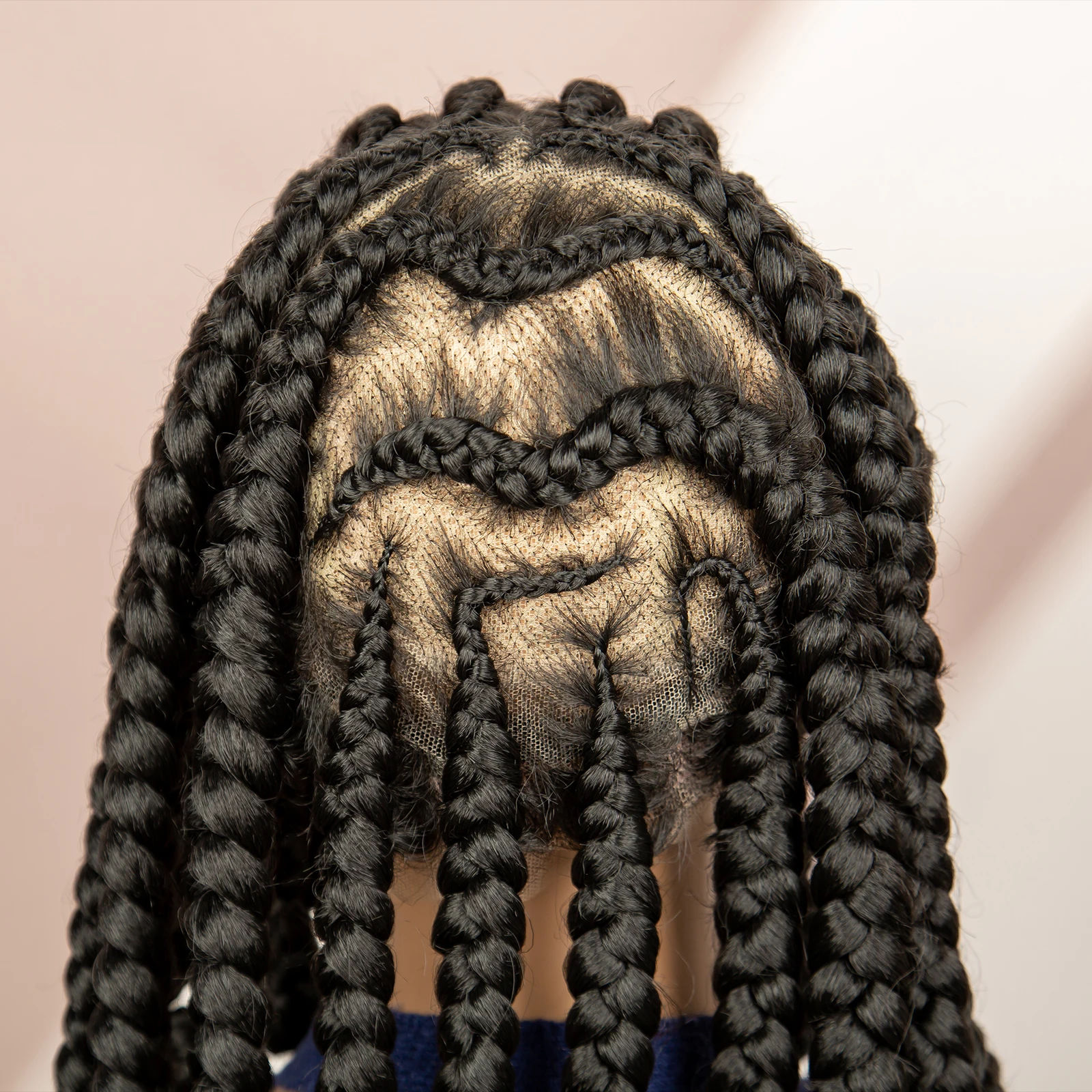 Wig kepang kotak 14 inci untuk wanita hitam Wig kepang Bob Bantu pendek Wig rambut kepang Cornrow Wig renda penuh