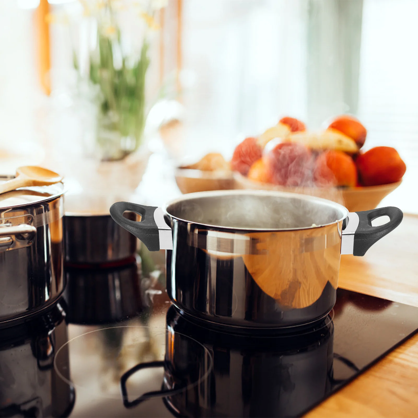 

6Pcs Double Hole Pot Handle Replacement Stainless Steel Bakelite Pot Accessories Induction Cooker Side Handles