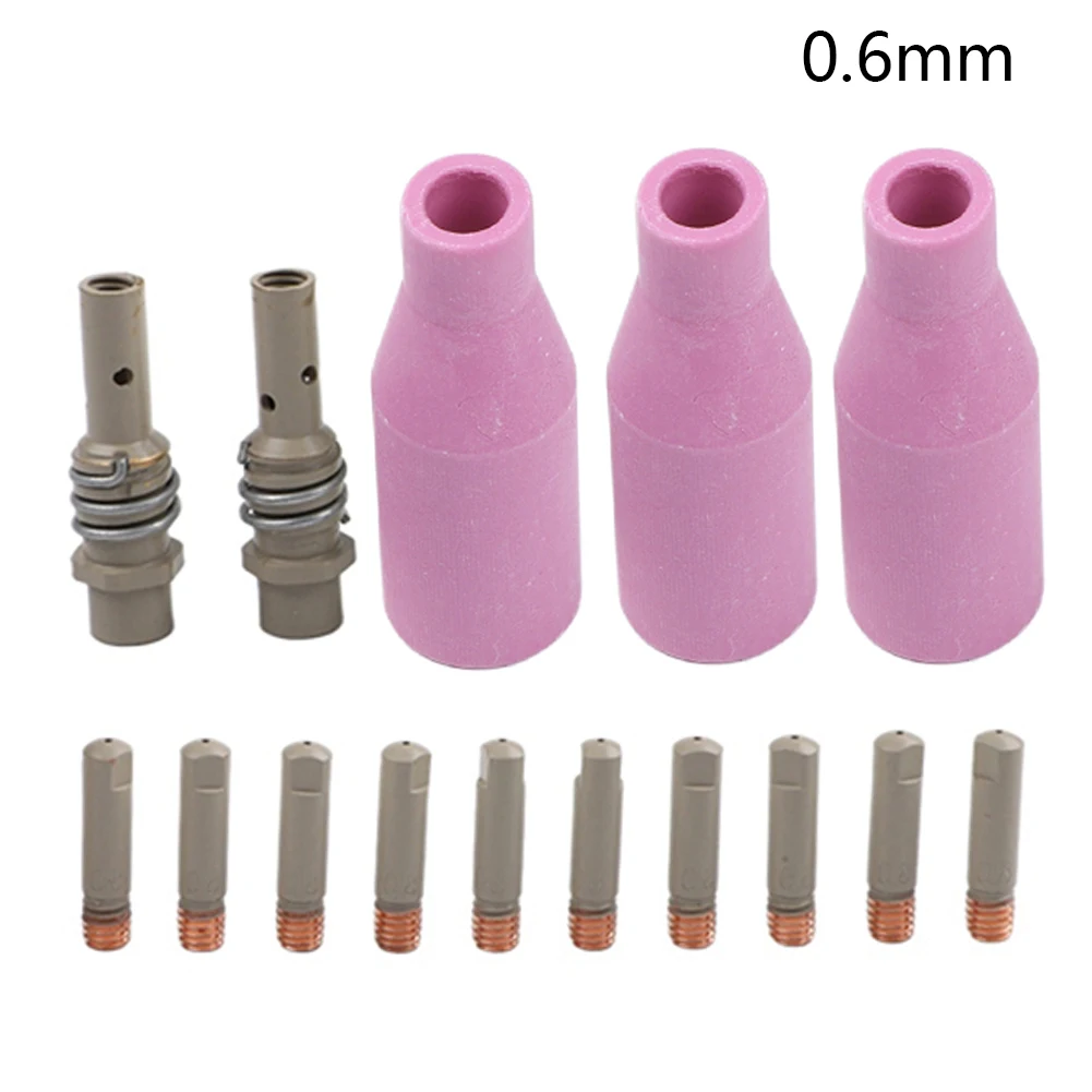 15PCS/sets 0.6/0.8/0.9/1.0/1.2mm Welding Torch Kit For 15AK MB15 MIG MAG Nozzles Tips Holders Copper User-Friendly Installation