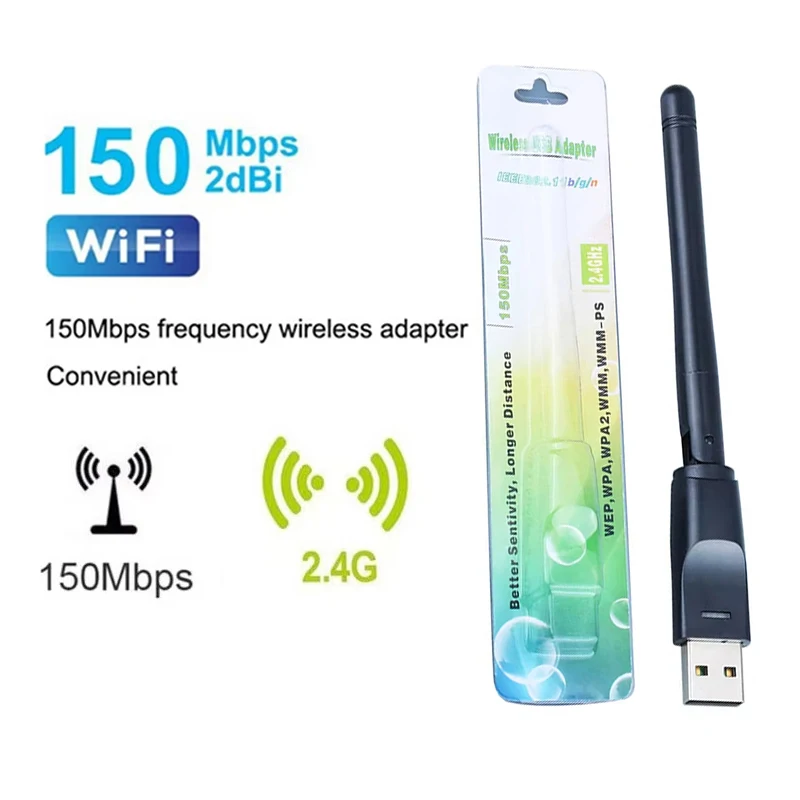 Adaptateur Wifi USB Mini RTL8188, récepteur 2.4 GHz, dongle LAN sans fil, boîtier de streaming TV, récepteur Wifi pour PC portable, carte réseau Windows