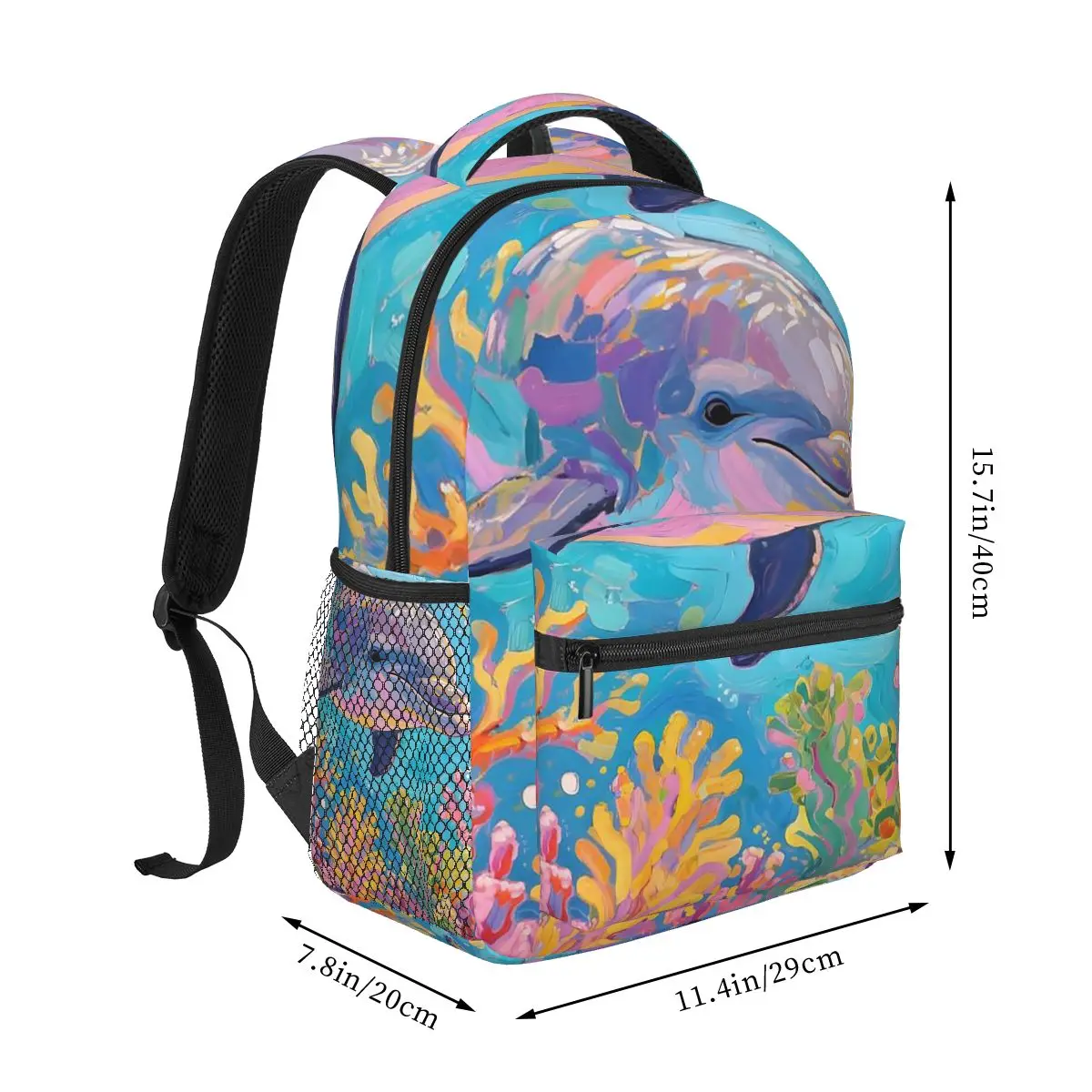 Dreamy Dolphin In The Deep Sea Backpack Hot Sale Daypack Large Capacity Kids BookBag School Bag Shoulder Bags for Men Women