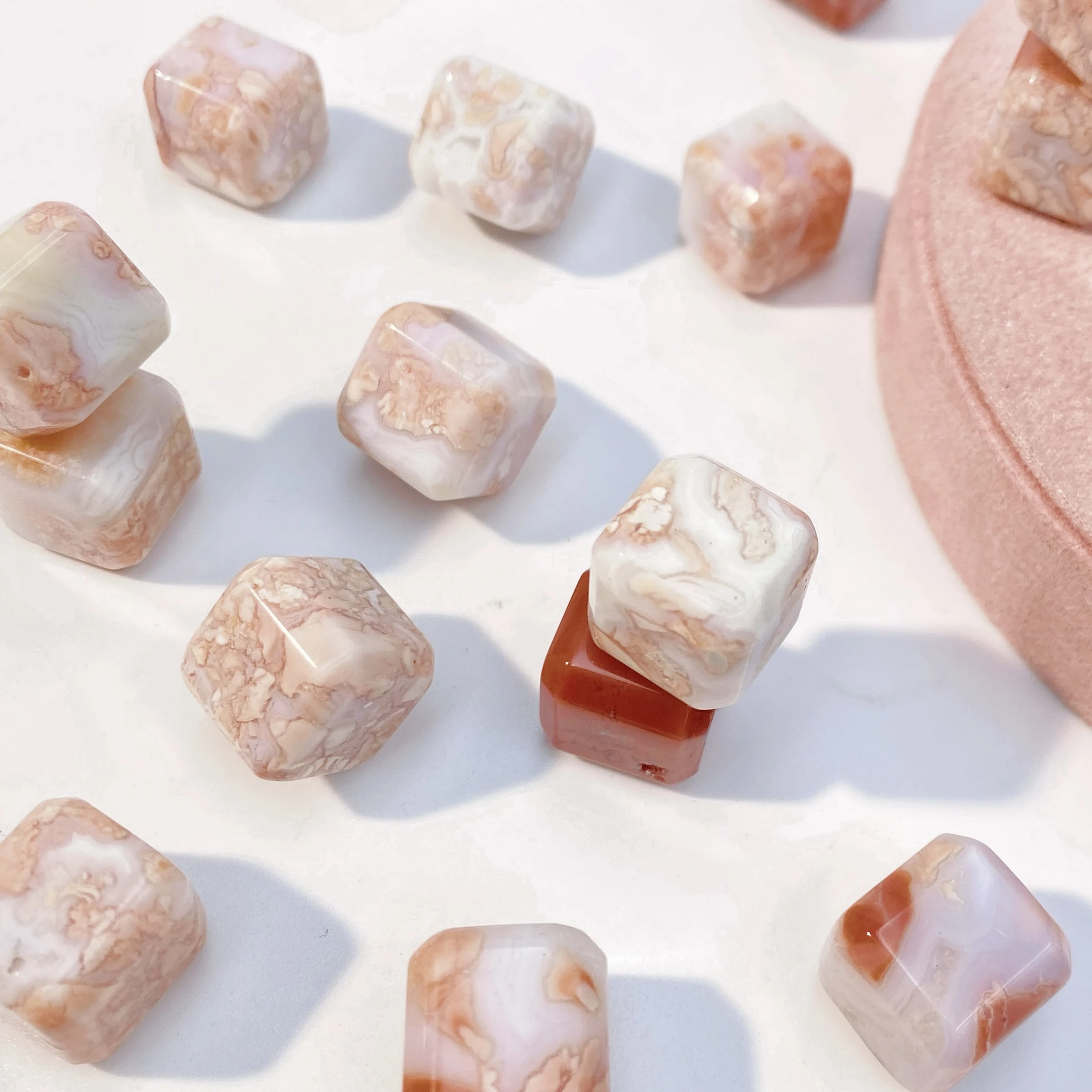Random 1PC High Quality Natural Cherry Blossom Agate Square,Men Gift,Women Gift,Scene Decoration,Table Decoration.