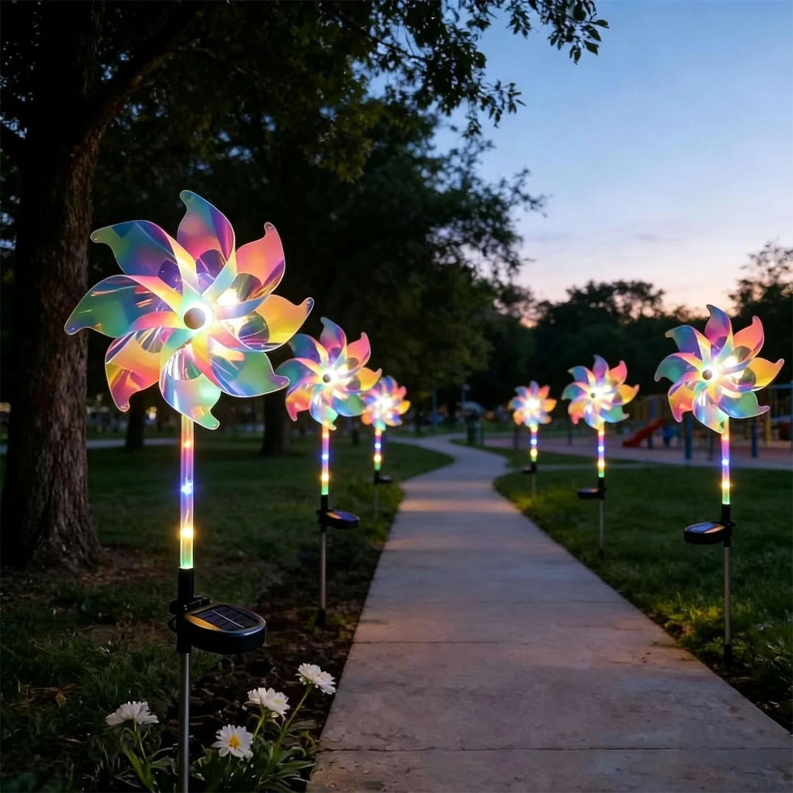 Creative Pinwheel Lighting Stake with LED Solar Lights Windmill Garden Decoration Light Decorative Wind Spinner Lawn Lights