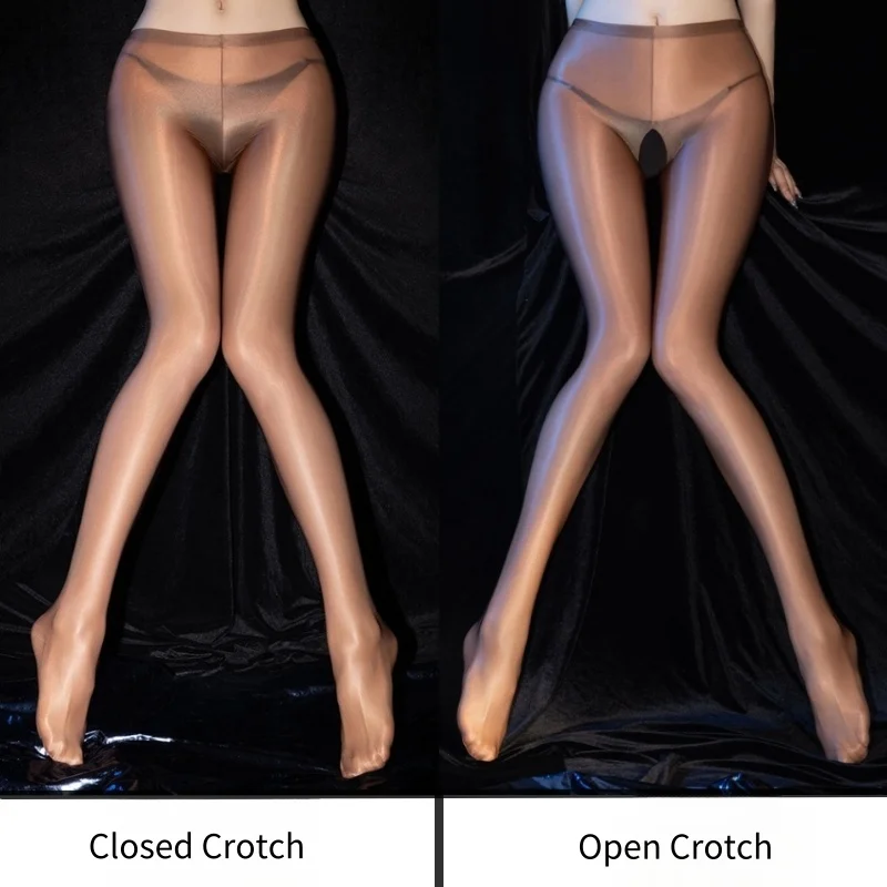 Low Waist See Through Leggings M XL Plus Size Oil Shiny Pencil Pantis Women Pole Dance Stretchy Pantyhose Anti-hook Satin Tights