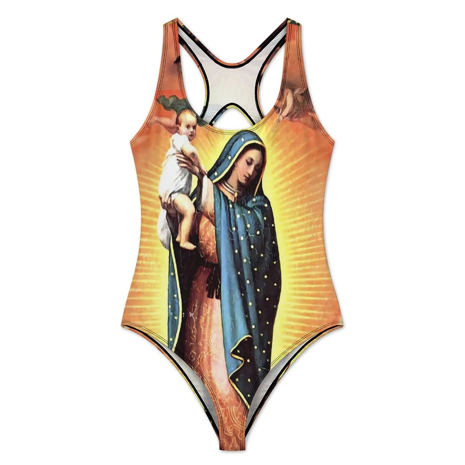 Virgin Mary Swimsuit Our Lady Of Guadalupe One-Piece Swimwear Push Up Fantasy Bathing Suits Sexy Beach Design Beach Outfits