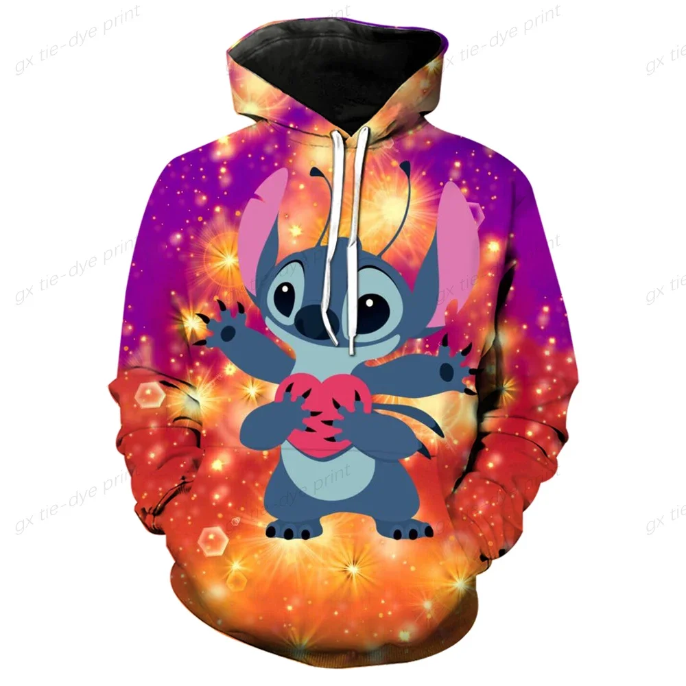 Lilo Stitch Hoodies Boys Girls MINISO Men's Hoodies 3D Print Oversized Pullover Fashion New Men's Hoodies Disney Men's Clothing