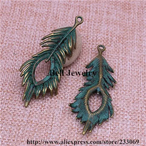 10pcs 28*72mm Three color Vintage Peacock Feathers Charms Diy Metal Feathers Charms Pendant for Jewelry Making