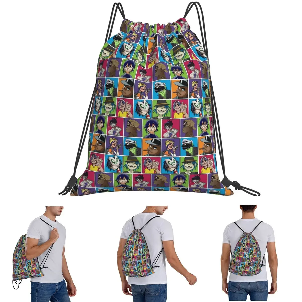 

Музыкальная группа Gorillaz (13) Рюкзаки, повседневные портативные рюкзаки на шнурке, карманная обувь, сумка для книг, сумки для мужчин и женщин, школьные