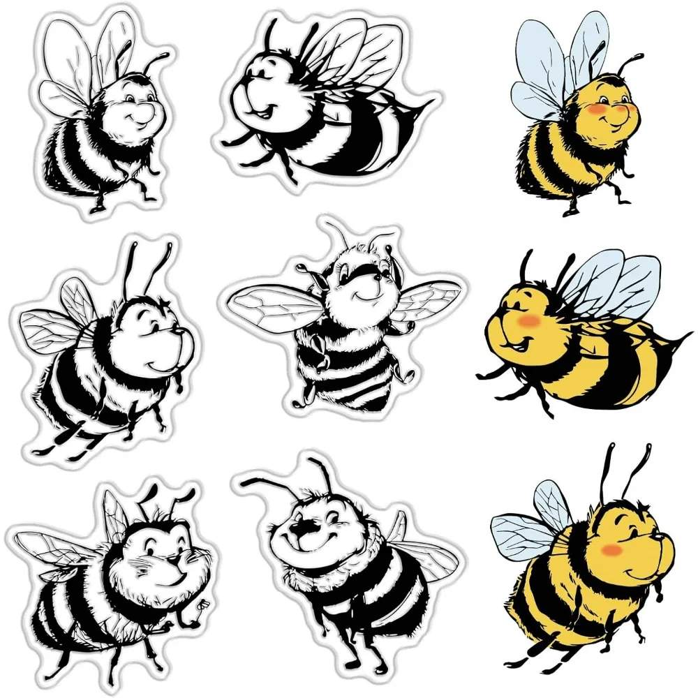 Bee Rubber Stamps Clear Stamp Sheets Retro Cute Animal Insect Transparent Silicone Seals Stamps for DIY Making Handmade