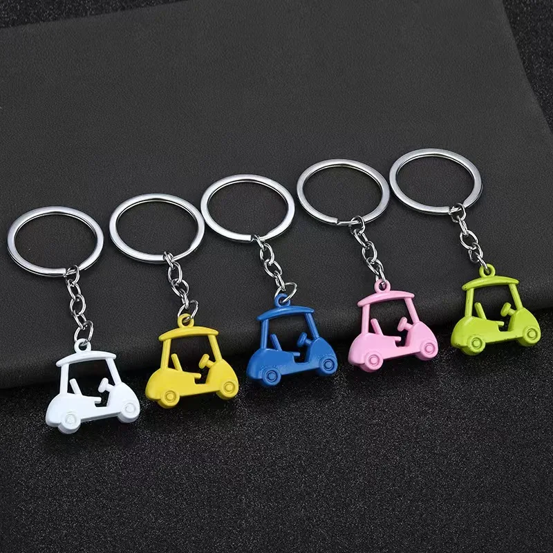 

100pcs/Lot 3D Golf Cart Keychain Golf Course Car Keyring