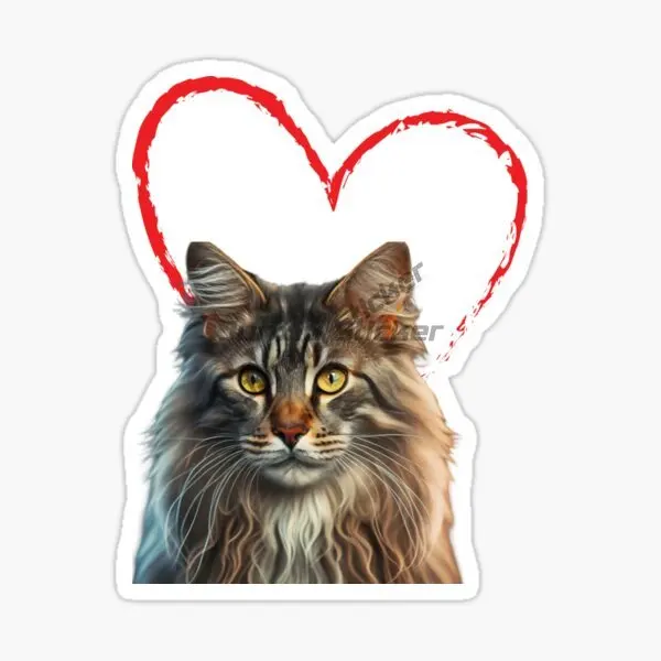 Maine Coon Cat Cute Pets Personalized PVC Stickers for Decorate Car Van Truck Fridge Window Wall Bicycle Decal Accessories