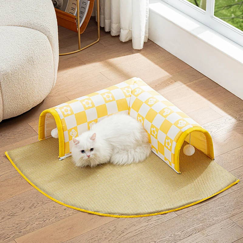 

Cat Nest Summer Sleeping Rattan Mat Tunnel Closed Removable and Washable Cat Shelter Bed Four Seasons Universal Pet Accessories