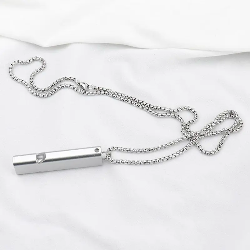 Titanium Steel Necklace Survival Tool Earthquake Whistle Outdoor Treble High-Frequency Multifunctional EDC Men'S Chain Jewelry