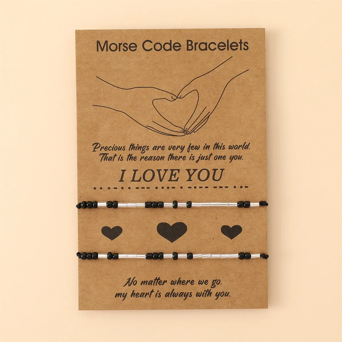 DIY Accessorie1set Morse Code Black White Bead Set Couple Bracelet I Love You Beaded Adjustable Braided Bracelet Jewelrys Card