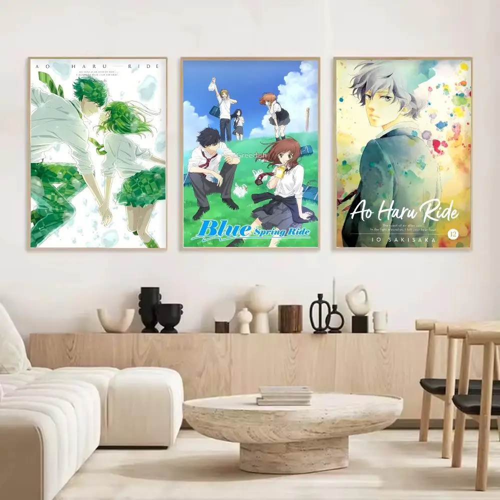 Anime Ao Haru Ride Painting Calligraphy Stylish Canvas Poster Wall Art for Living Room Bedroom Cafe Office Decor Gift