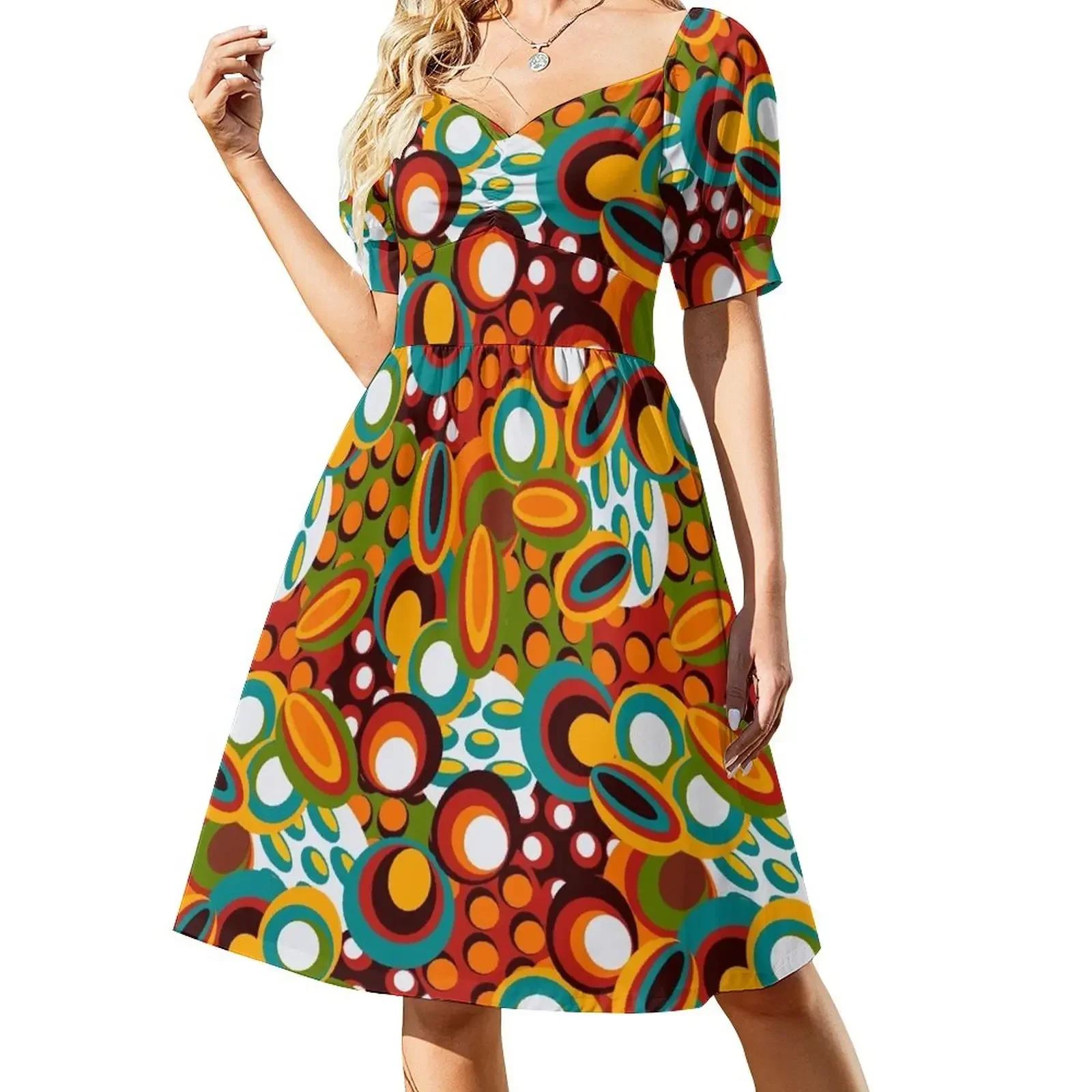 

70s style Short-Sleeved Dress Women's evening dress summer clothes for women Dress