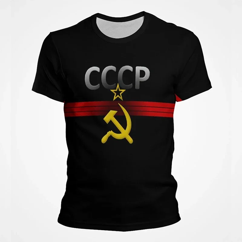 2024 3D Printed Retro Ussr Soviet Casual Short Sleeve Men's Clothing O-Neck Retro Top T-shirt Cccp Russian Men's Fashion T-shirt