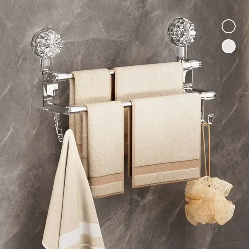 Bathroom Luxurious Towel Rack with Hooks Rack Space Paper Holder Robe Hook Bath Hanger Shelf Toilet Brush Bathroom Accessories