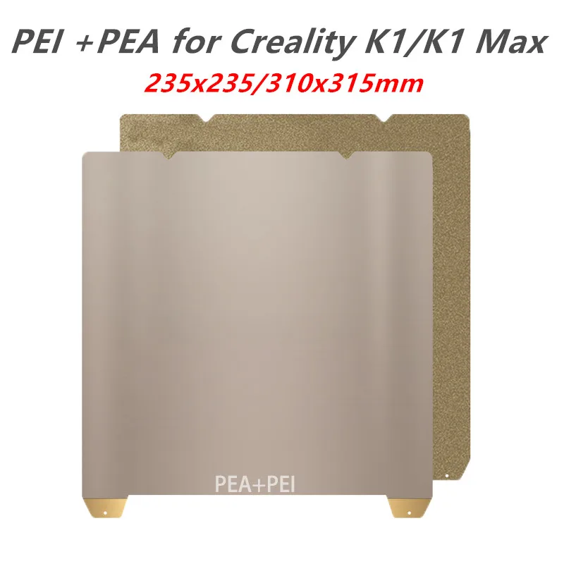 กระฉับกระเฉงสำหรับ K1 Creality Max Build PLATE เตียง K1C K1แผ่นเหล็กสปริงคู่ Pei Pei 235x23 5/310x315มม. สำหรับ Ender-3 V3 SE