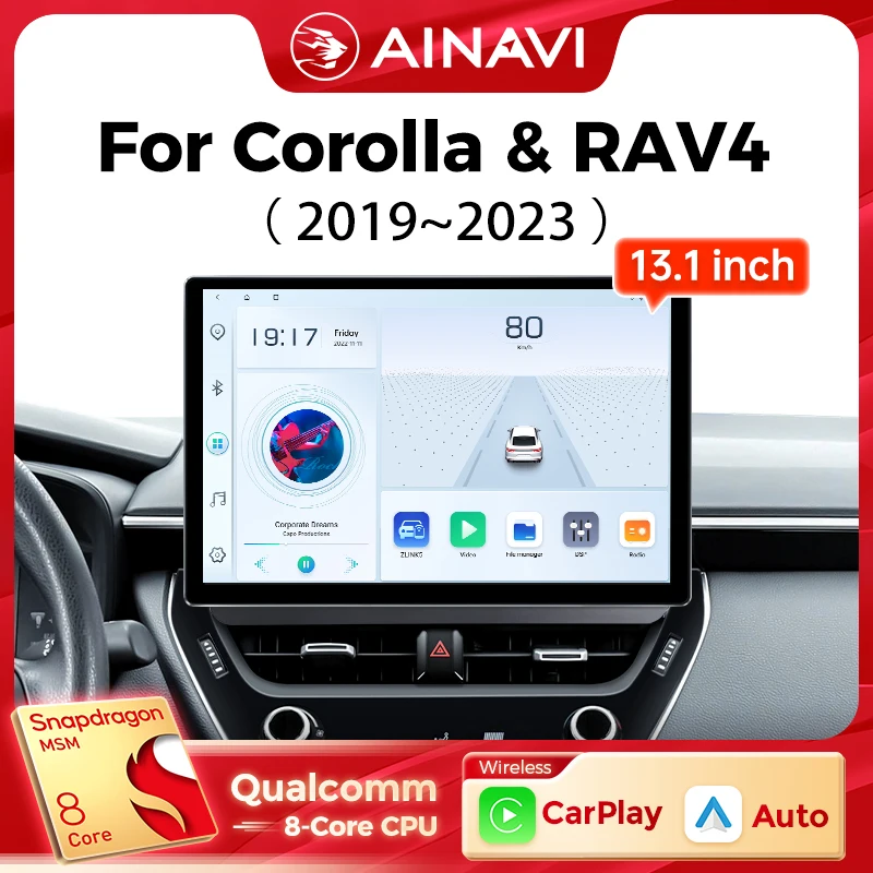 

Ainavi 13,1-дюймовый для Toyota RAV4 RAV 4 2020 2023 Corolla 2019 2021 2022 Автомобильный радиоприемник Carplay Android Auto Мультимедийный плеер