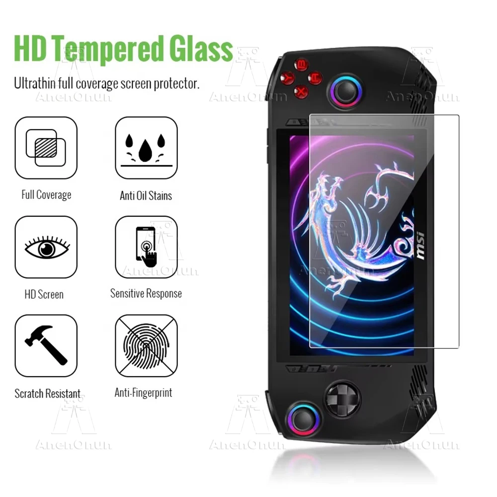 Ultra HD Shatterproof Tempered Glass for MSI Claw A1M 9H Hardness Anti-Scratch Anti-Fingerprint  2.5D Arc Edge Screen Protector