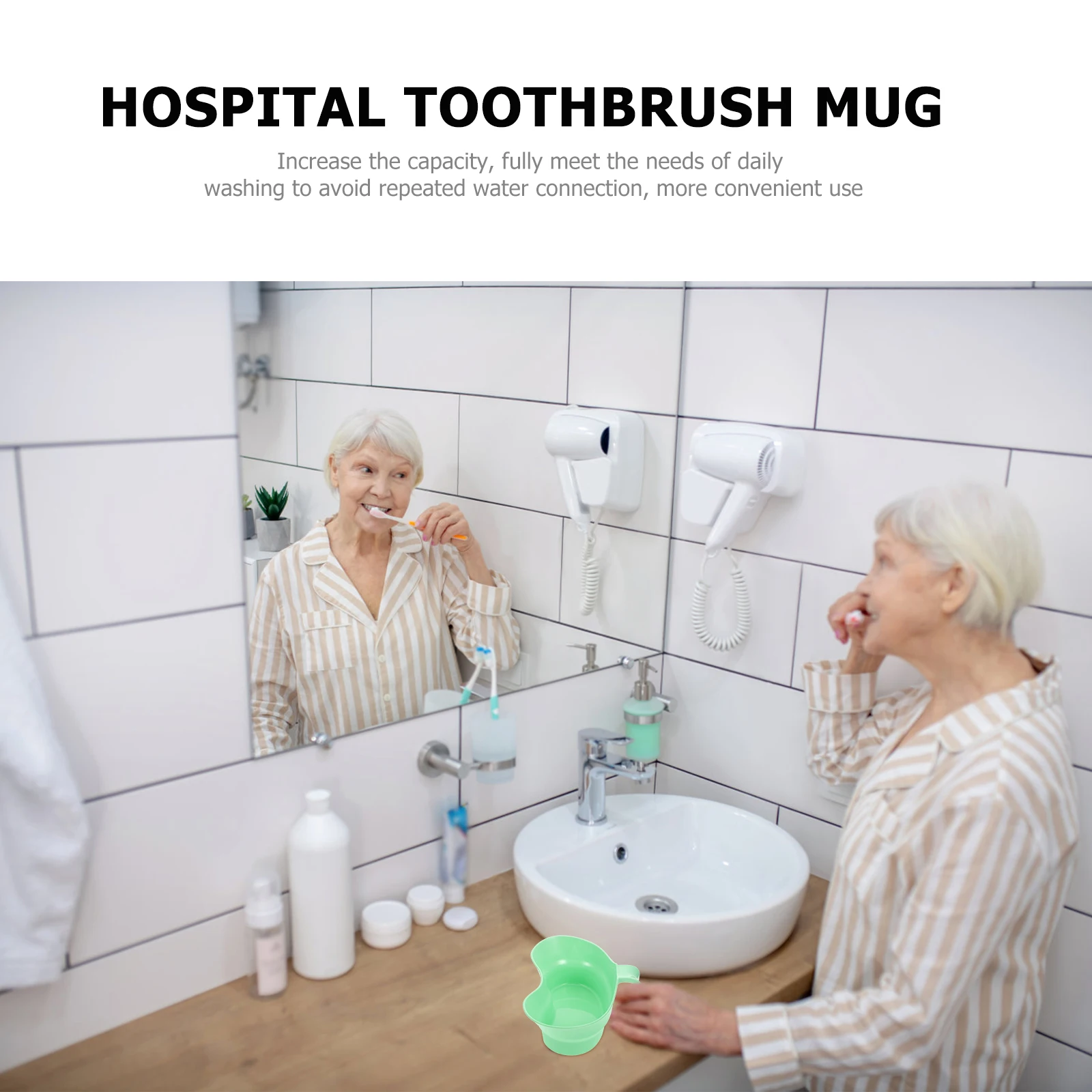 

Mouthwash Cup Large Capacity Comfortable Handle Compact Size Easy Carry Practical Design Bathroom Hospital Plastic Toothbrush