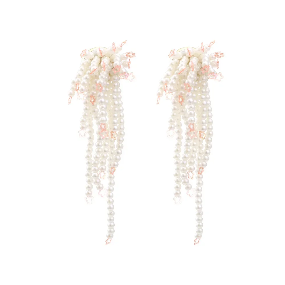 

Fringed earrings Hand woven fashion stars Pearl Simplicity Beading Bohemia ma'am Rice bead earrings