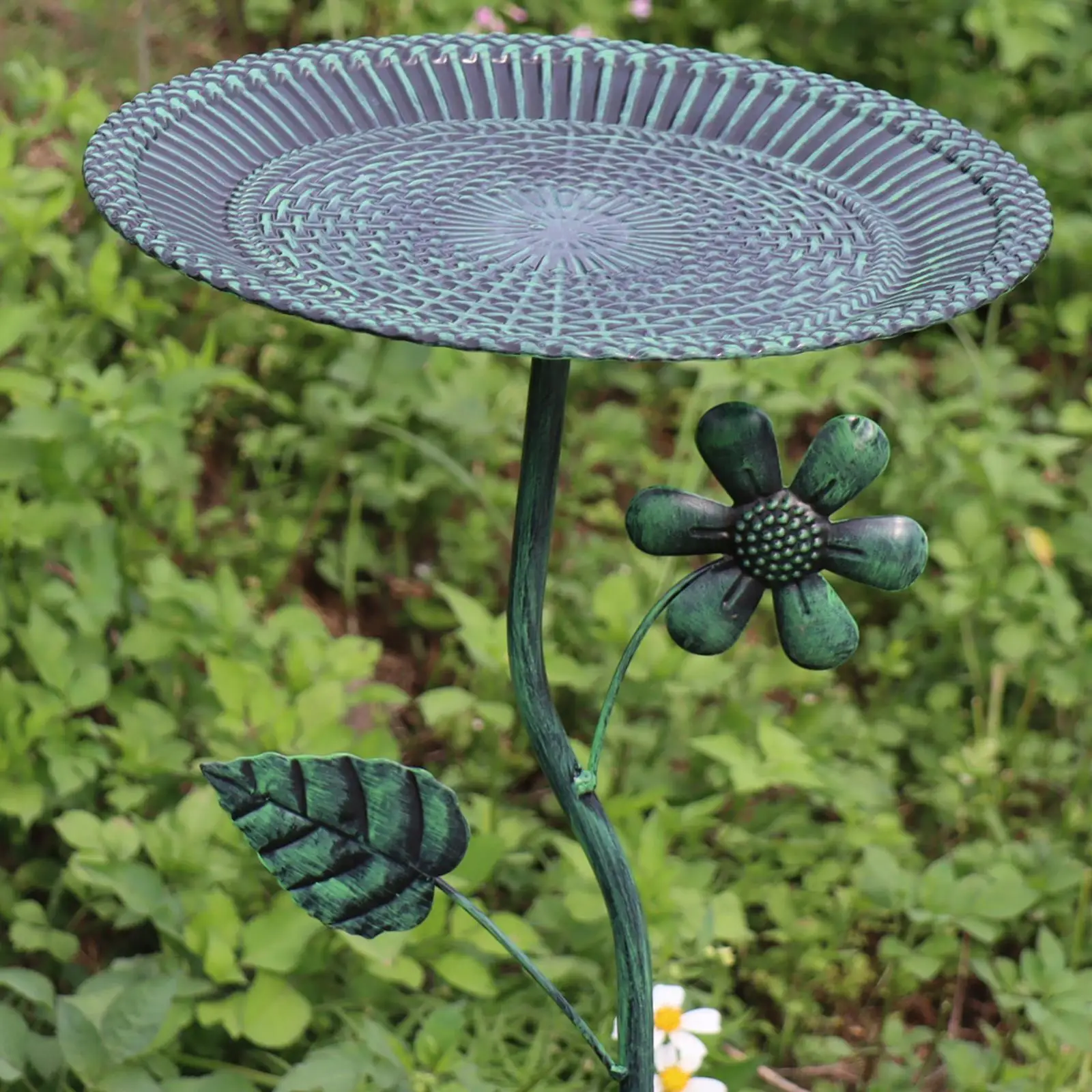 Metal Bird Bath Sturdy Multifunction Iron Birdfeeder for Patio Fence Outdoor