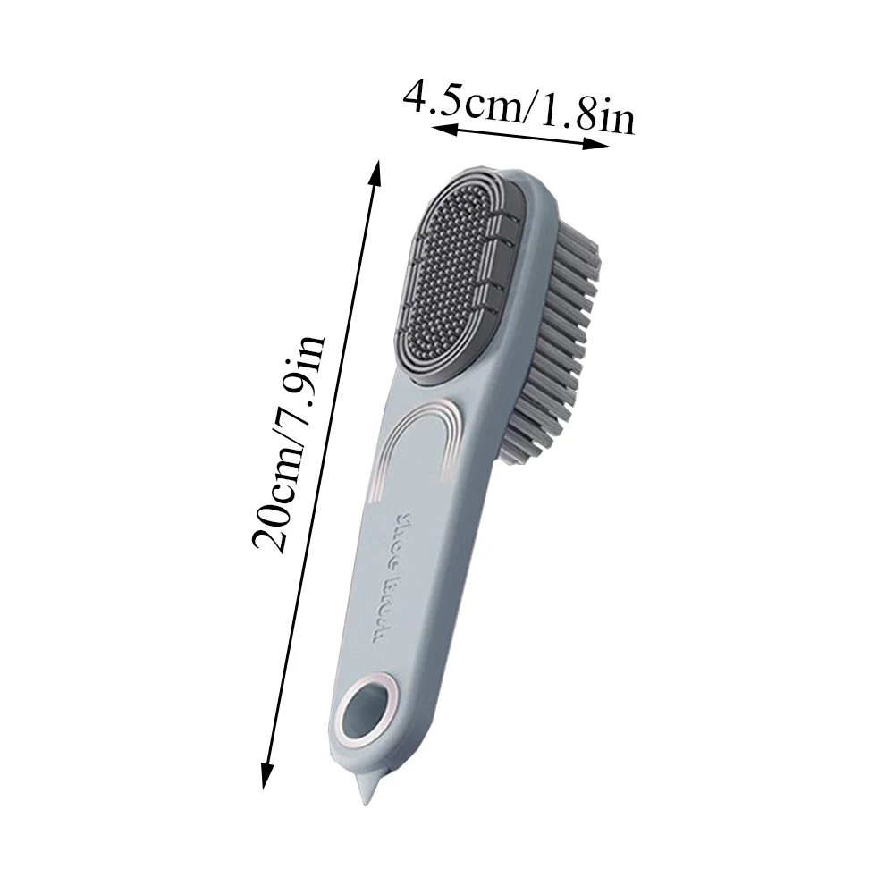 Dupla Face Suave Cerdas Escova De Sapato De Limpeza, Punho Longo, Cabeça De Escova De Silicone, Multifunções Ferramenta De Limpeza Doméstica, 20x4.5cm, 1 Pc