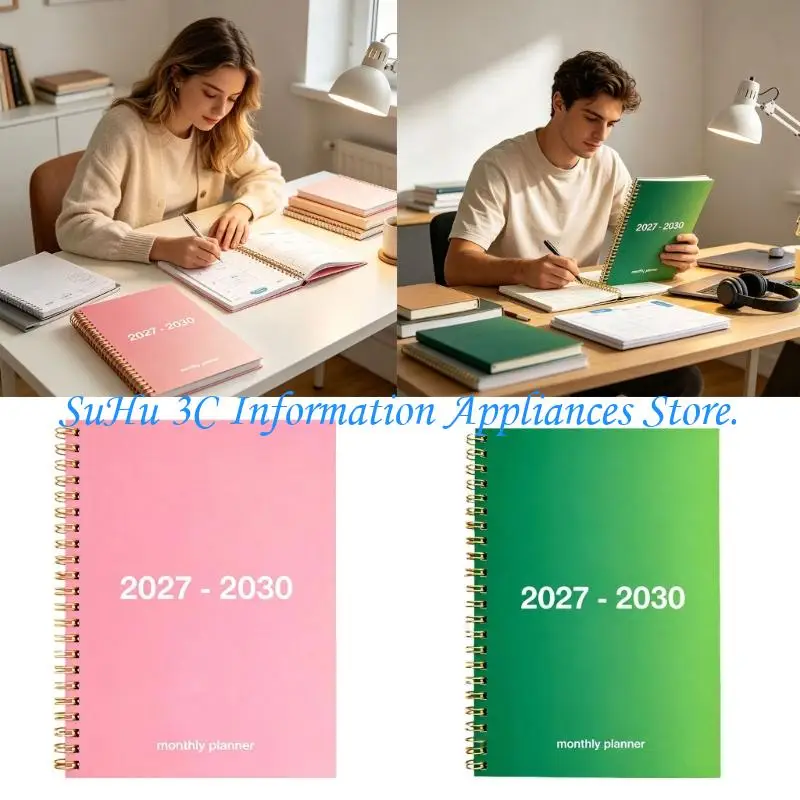  Coil-Bound Monthly Planner Covering 2027-2030, with Monthly Calendar Pages and Memo Space for Tasks and Important Dates