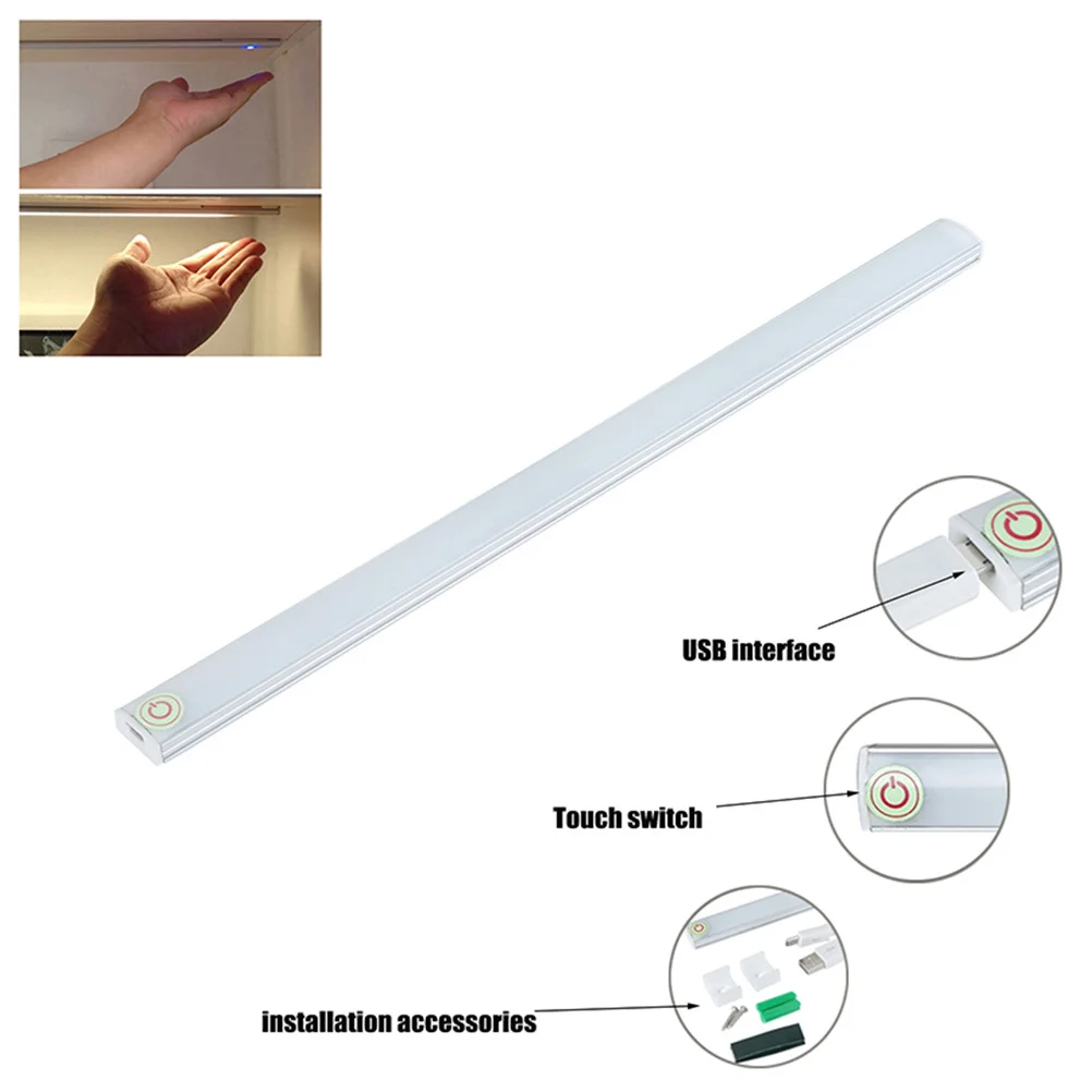

1Set Touch LED Reading Light USB Powered Eye Protection Lamp Double-Sided Adhesive Easy Install Cabinet Wardrobe Desk Counter
