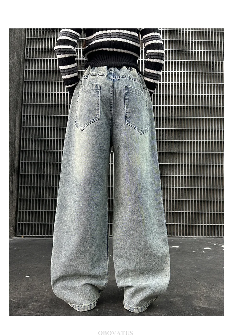 American Girls Retro-Jeans mit Sternen, Kinder Trendige Grafik-Design Gerade Denim-Hose, Kinder Street Hip-Hop Jeans Hose – Detail 7
